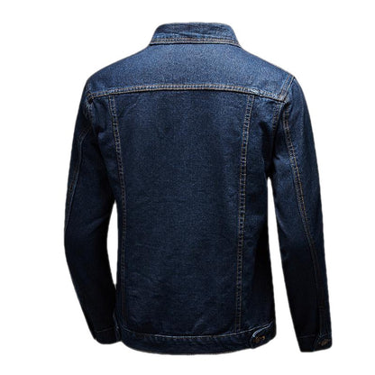 Men's Dark Blue Vintage Denim Jacket – Slim Fit Casual Jean Coat