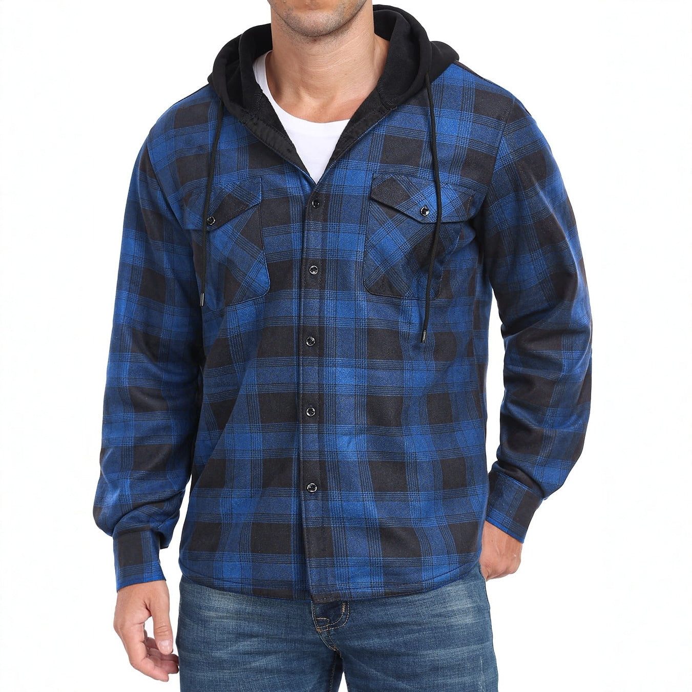 Men's Fleece-Lined Flannel Plaid Hooded Shirt – Extra Thick Cardigan