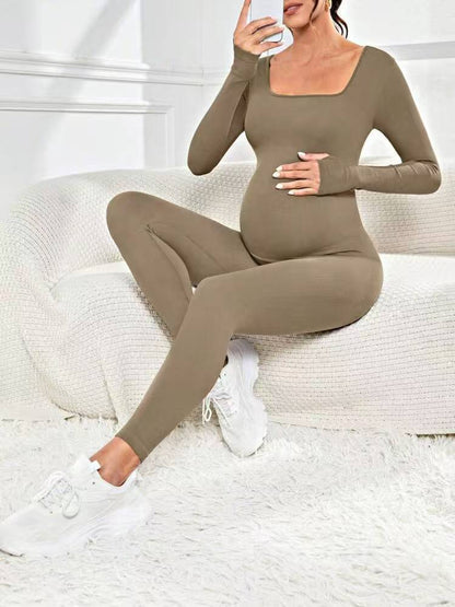 Women's Seamless Ribbed Maternity Jumpsuit – 6 Colors Spandex Blend S–L