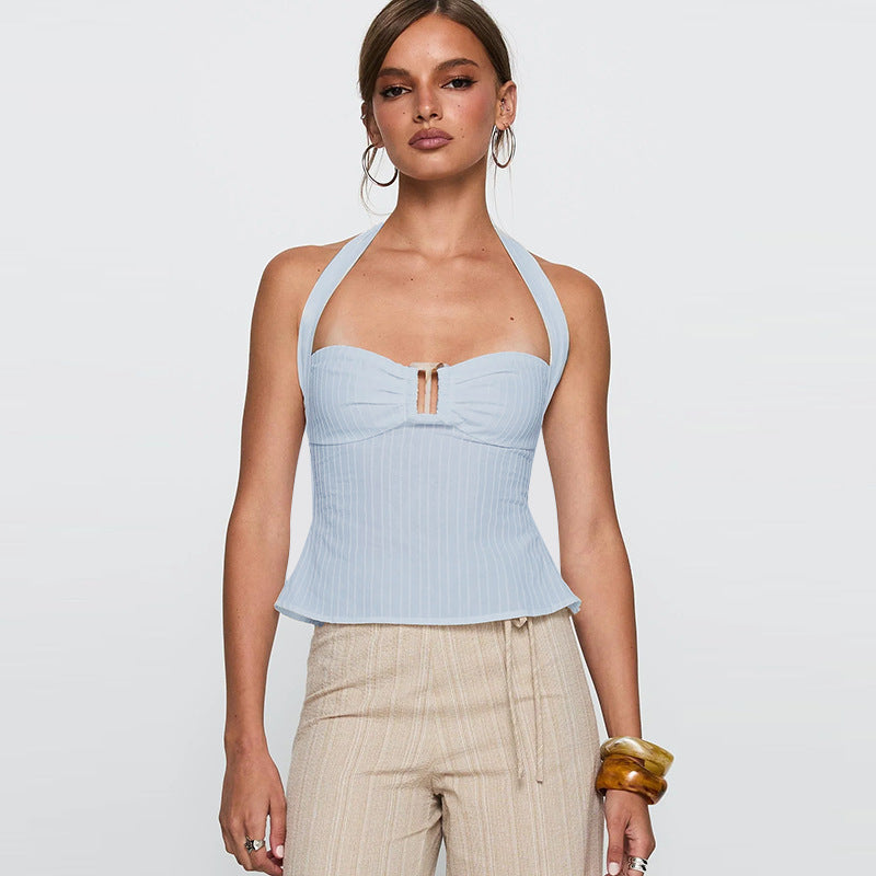 Women's Halter Camisole – Slim Fit Solid Color Street Style