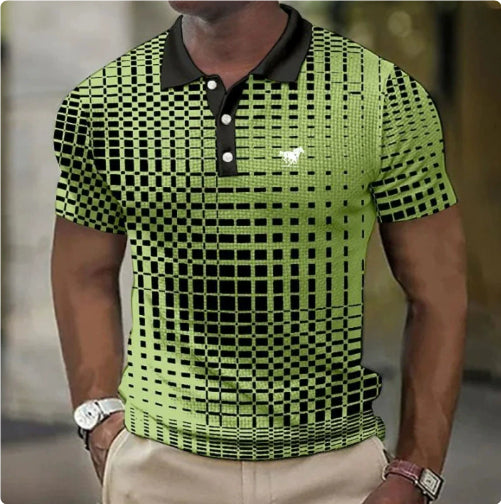 Men's Short Sleeve Plaid Polo Shirt – Slim Fit Summer Casual