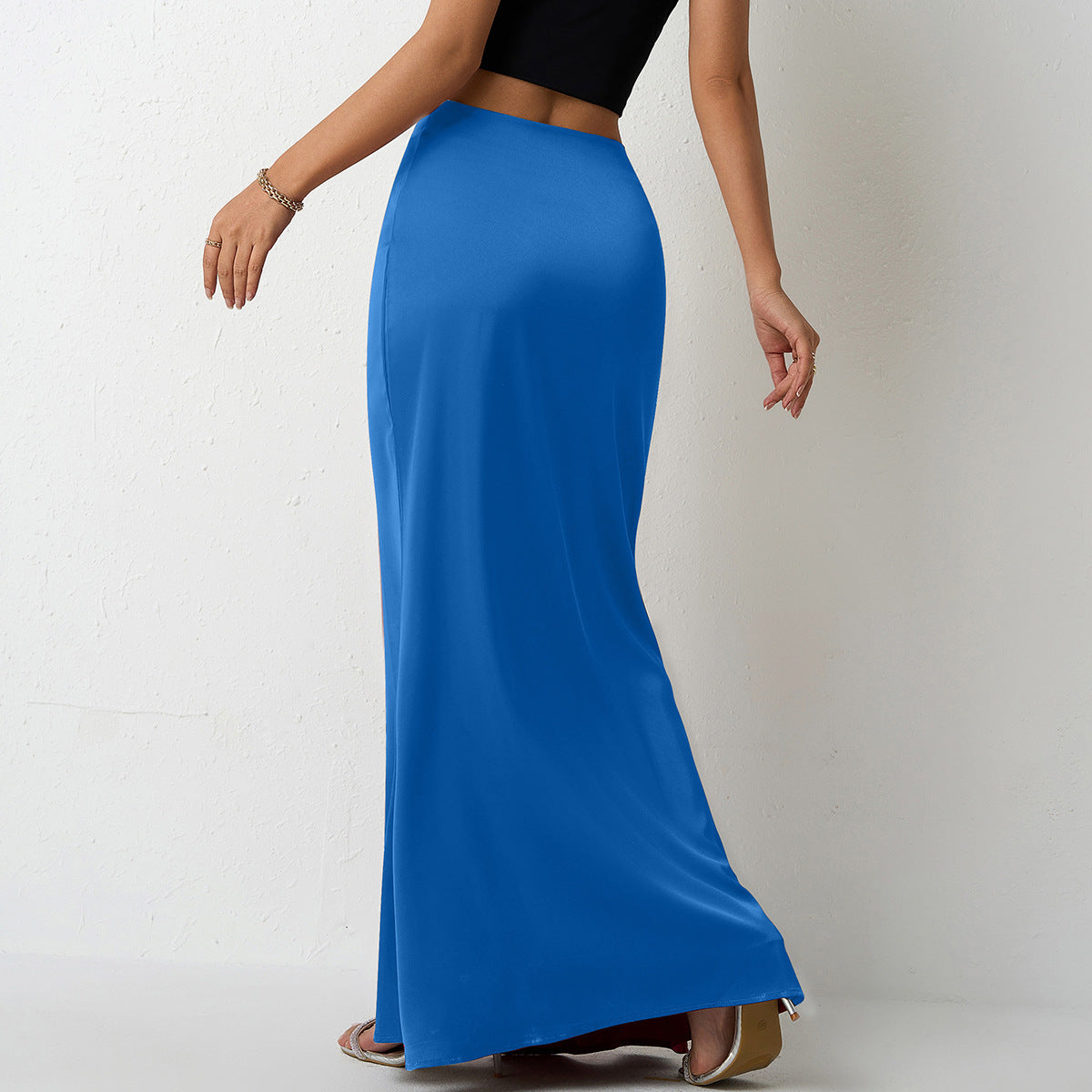 Women's Elegant Satin Maxi Skirt – Flared A-Line Long Skirt in 21 Colors