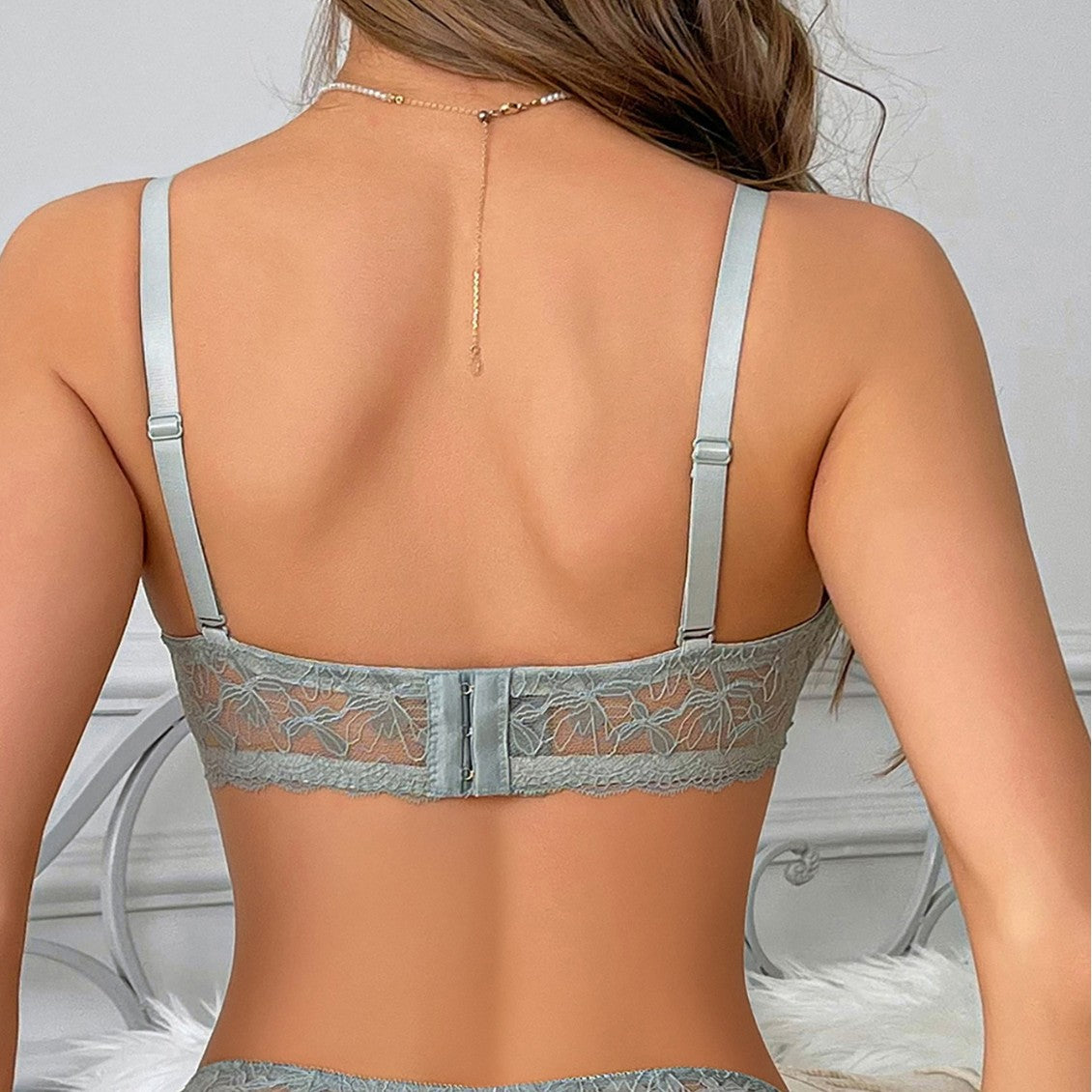 Women's Lace Bra & Underwear Set – Breathable Emerald Lingerie | 75B–90B