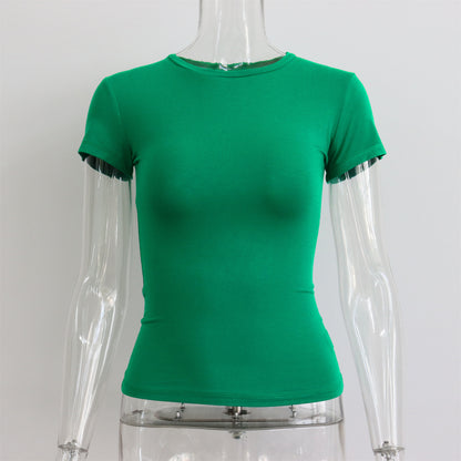 Women's Modal Round Neck Slim Fit T-Shirt – 10 Colors, Short Sleeve Street Style (S-L)