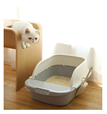 Semi-Enclosed Cat Litter Box with Deodorizing Design