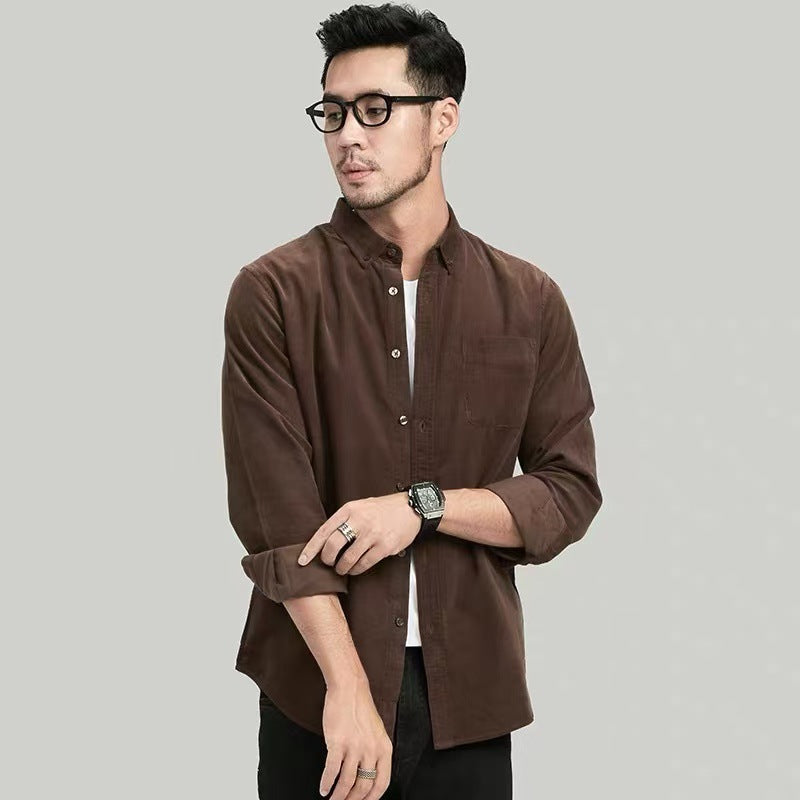 Men's Long Sleeve Business Casual Shirt – Slim Solid Color