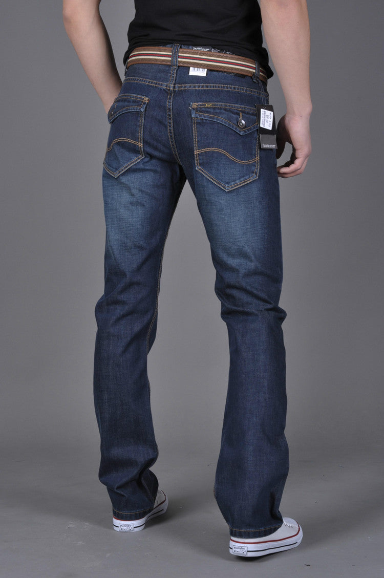 Men's Classic Straight-Leg Denim Jeans – Cotton Blend Blue Denim Pants