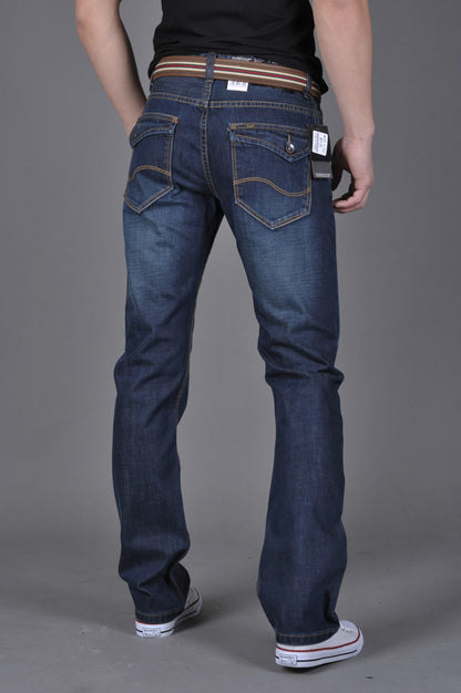 Men's Classic Straight-Leg Denim Jeans – Cotton Blend Blue Denim Pants