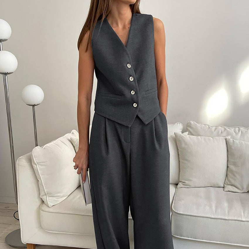 Women's Sleeveless Vest & Pants Two-Piece Suit – Solid Color Summer Set S-L