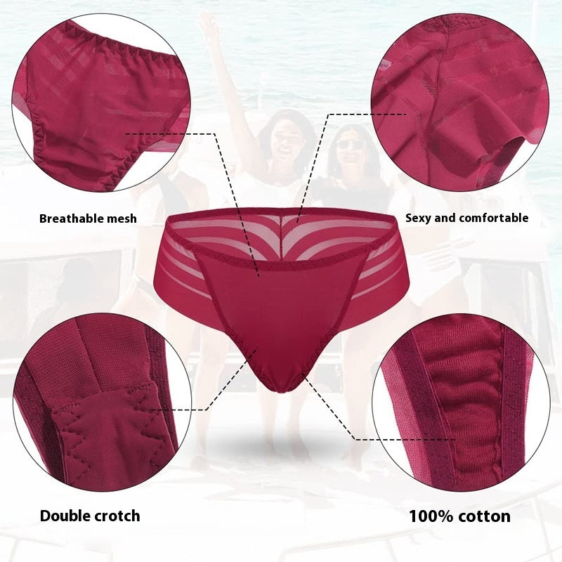 Women's Lace Edge Seamless Low-Rise T-Back Thong