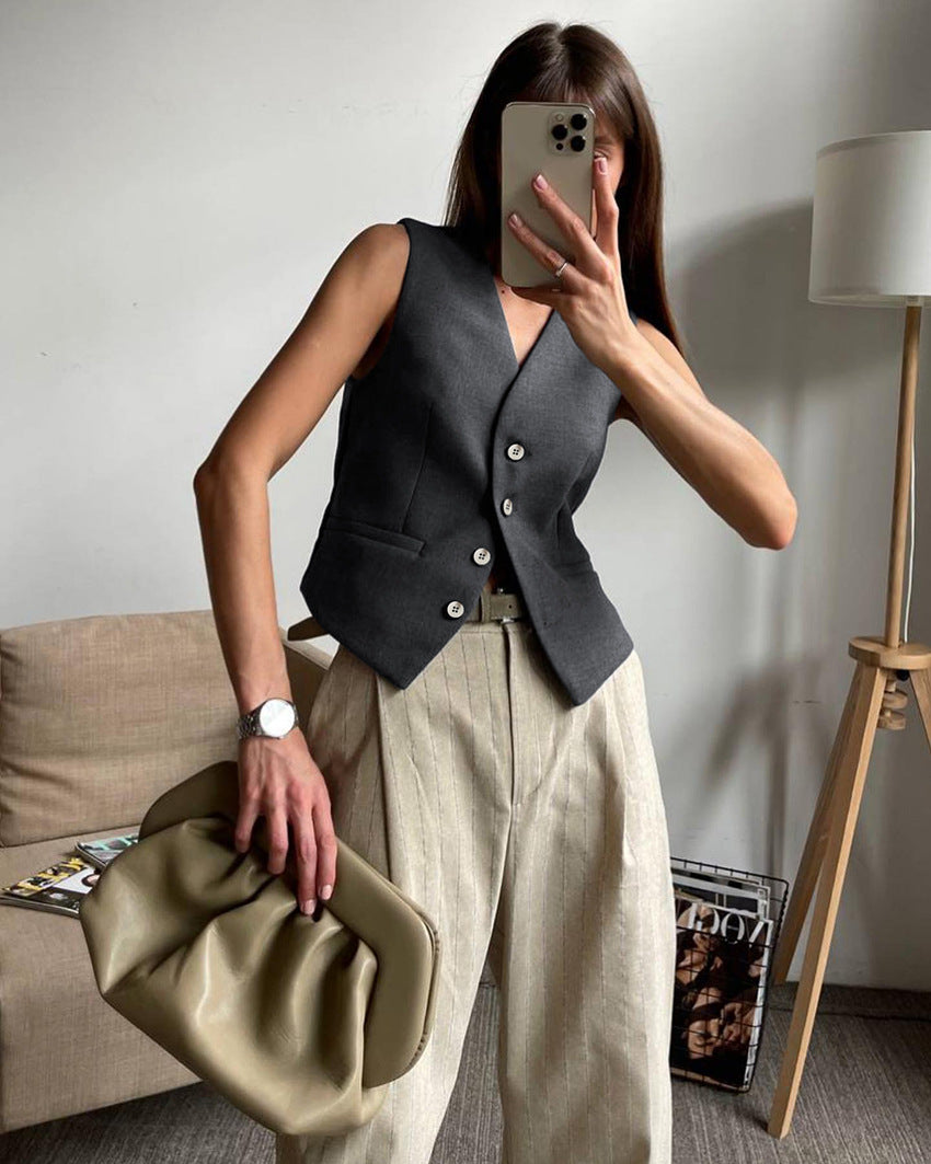 Women's Sleeveless Vest & Pants Two-Piece Suit – Solid Color Summer Set S-L