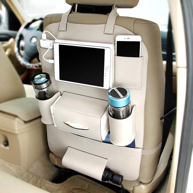 PU Leather Car Seat Organizer – Universal Back Seat Storage for Cars, Trucks & SUVs (3 Colors)
