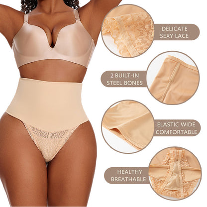 Women's Plus-Size Lace Seamless High-Waist Shapewear Briefs
