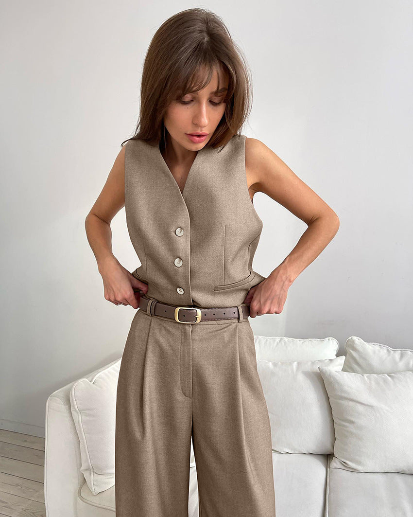 Women's Sleeveless Vest & Pants Two-Piece Suit – Solid Color Summer Set S-L