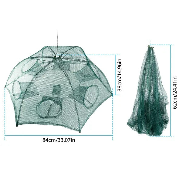 Folding Fishing Trap Net – 6-Sided Automatic Pop-Up Bait Trap for Fish, Shrimp, Crab & Lobster