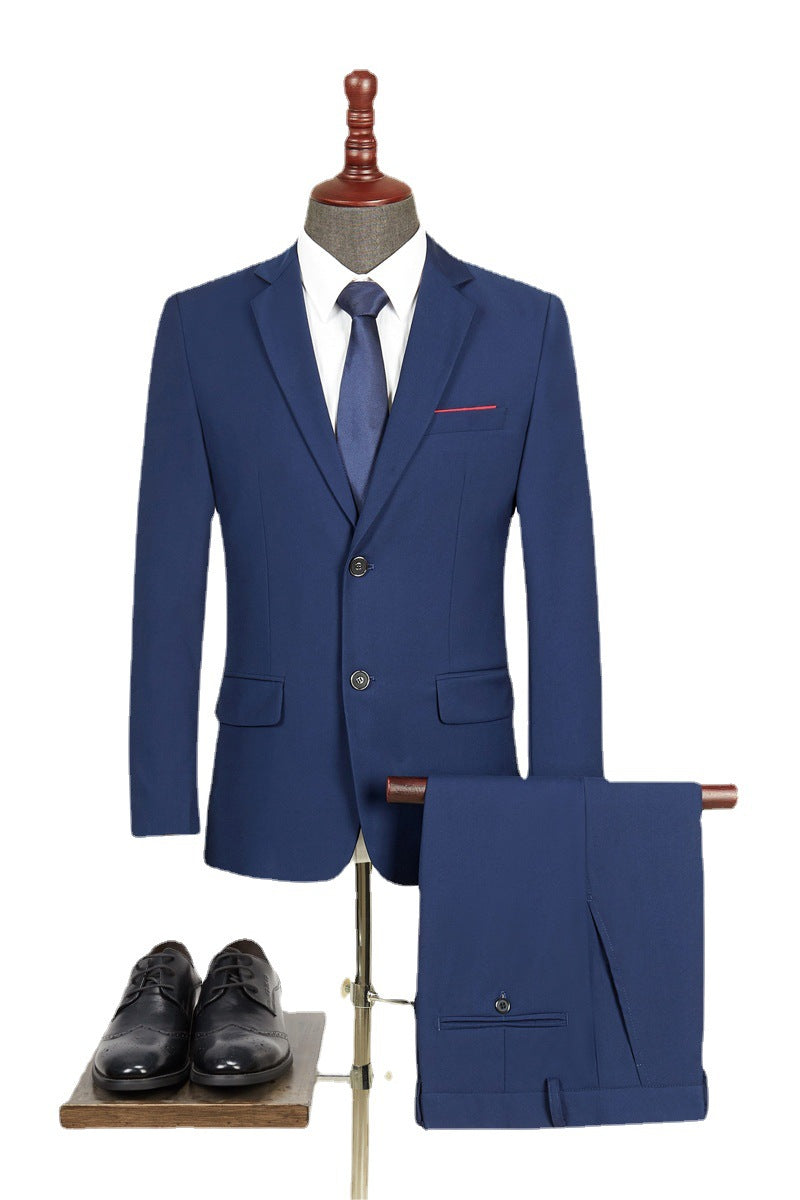 Men's Slim Fit 2-Piece Business Suit – Jacket & Trousers, Plus Sizes Available