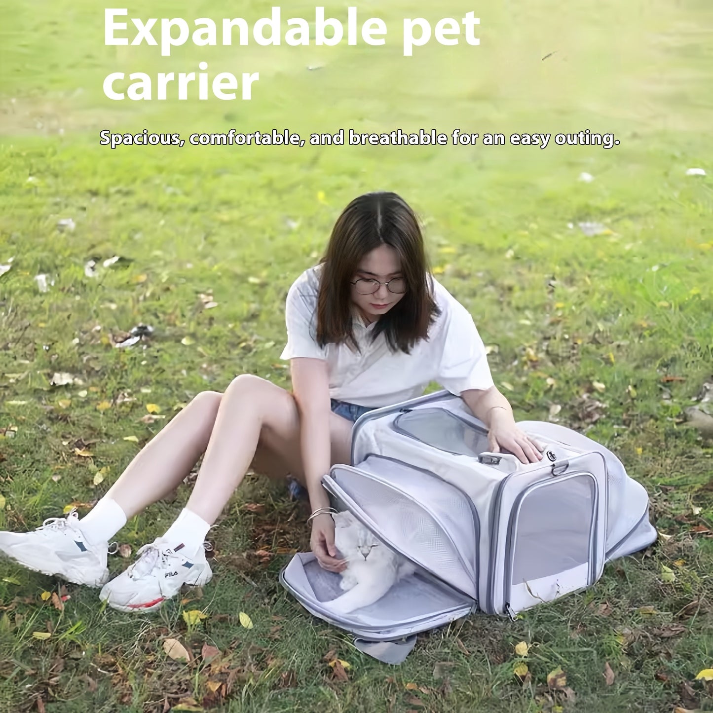 Extendable Breathable Pet Carrier Bag – Large Capacity Oxford Cloth