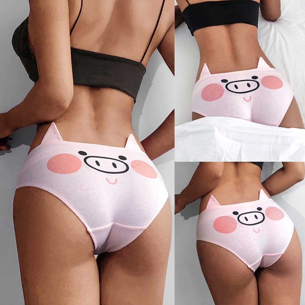 Women's Cotton Low-Waist Briefs with Cute Print