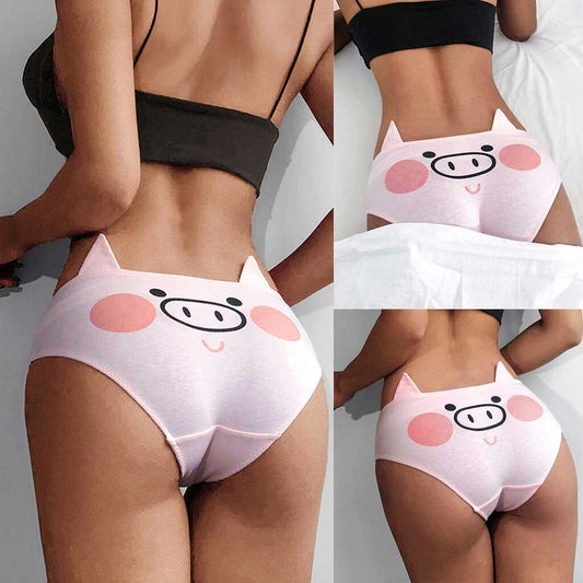 Women's Cotton Low-Waist Briefs with Cute Print