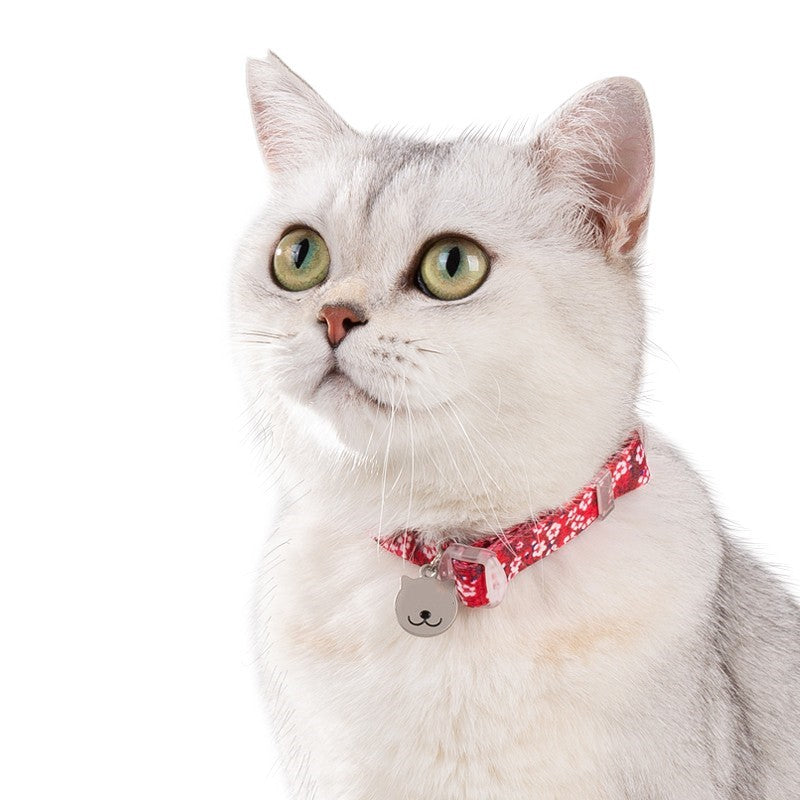 Floral Print Cat Collar with Bell – Adjustable, Soft & Secure