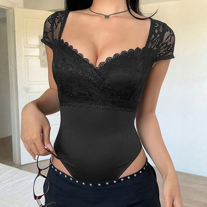 Women's Sleeveless High Waist Slim-Fit Lace Jumpsuit – Black S–XL