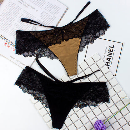 Women's Ice Silk Low-Waist Briefs with Lace Straps