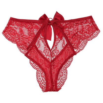 Women's Open-Back Lace Briefs – Sheer Hollow Design