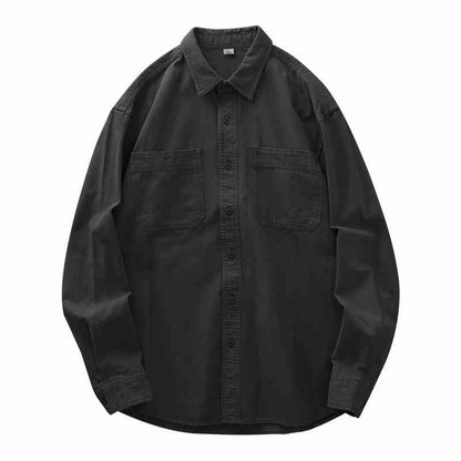 Men's 100% Cotton Retro Lapel Shirt Jacket
