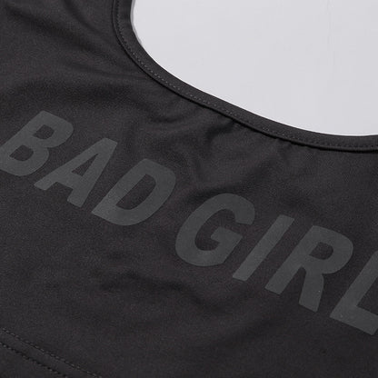 Women's Reflective Letter Crop Sports Vest – Slim Fit
