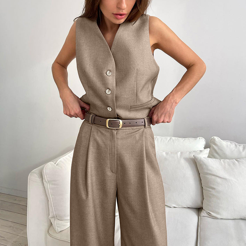 Women's Sleeveless Vest & Pants Two-Piece Suit – Solid Color Summer Set S-L