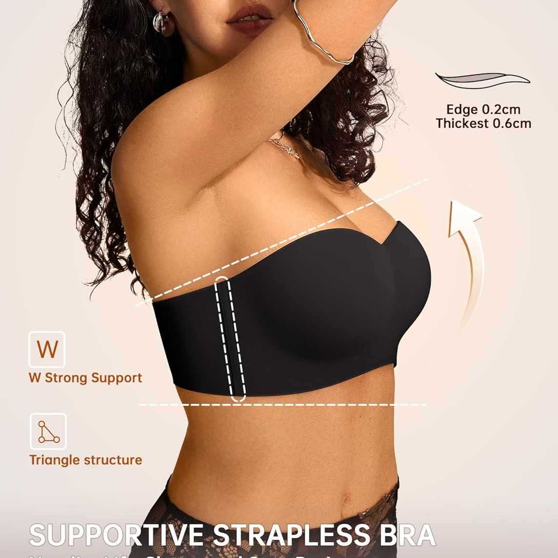Women's Strapless Multiway Bra – Memory Foam Push-Up, Wireless S-XL