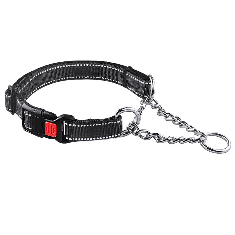 Reflective Dog Collar – Nylon & Stainless Steel, 5 Colors, XS–L