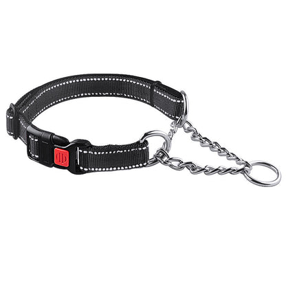 Reflective Dog Collar – Nylon & Stainless Steel, 5 Colors, XS–L