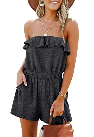 Women's Off-Shoulder Lotus Leaf Ruffle Jumpsuit – 5 Colors S–2XL