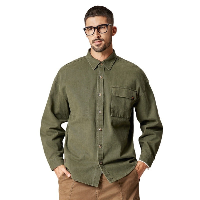 Men's Heavyweight Cotton Retro Cardigan Shirt