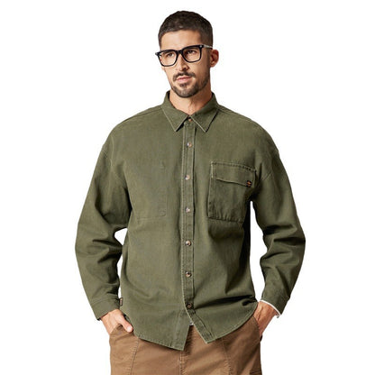 Men's Heavyweight Cotton Retro Cardigan Shirt