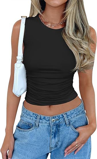 Women's Slim Fit Ultra-Crop Top – Lightweight Pullover in Black & White (XS-L)