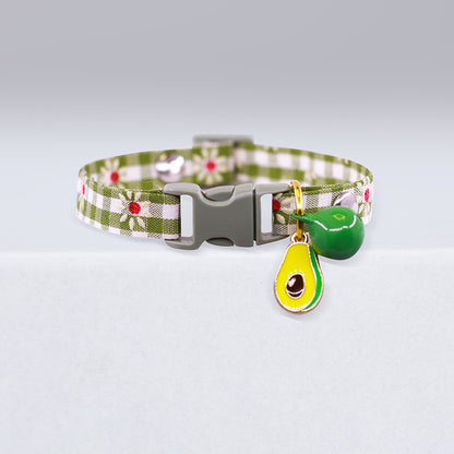 Cute Cartoon Cat Collar with Pendant – Plaid Polyester, XS & S Sizes