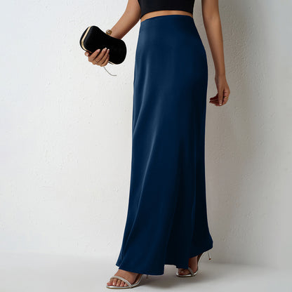 Women's Elegant Satin Maxi Skirt – Flared A-Line Long Skirt in 21 Colors
