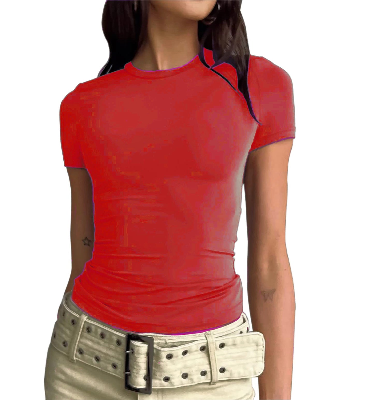 Women's Streetwear Round Neck Pullover Top – Short Sleeve