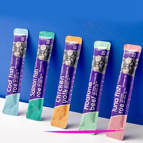 Nutritious Cat Strips – Wet Treat Snacks | 9 Flavors | 16g per Strip