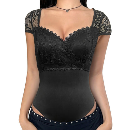 Women's Sleeveless High Waist Slim-Fit Lace Jumpsuit – Black S–XL