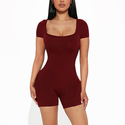 Women's Slim-Fit Sheath Jumpsuit – Three-Quarter Sleeve Bodycon S–2XL