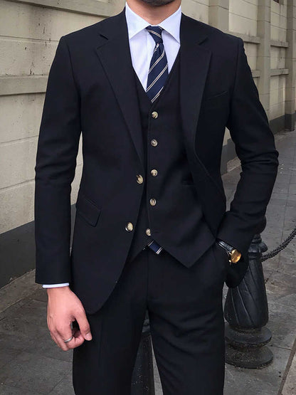 Men's Premium 3-Piece Slim Fit Suit – Jacket, Vest & Trousers Set