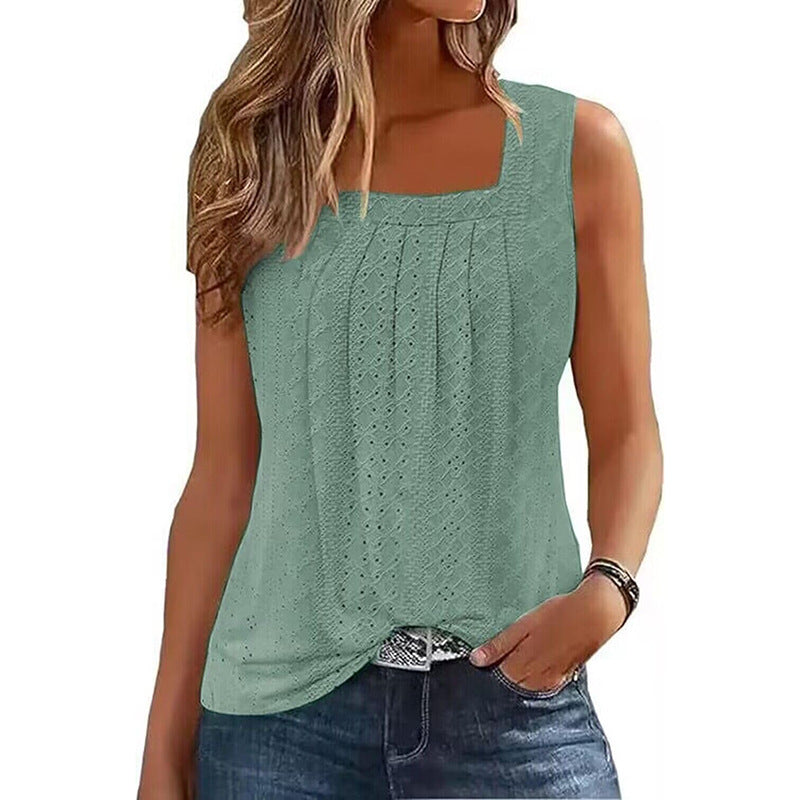 Women's Square Neck Pleated Suspender Top – Loose Street Style