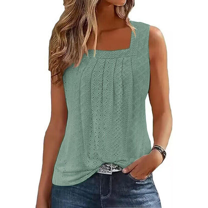 Women's Square Neck Pleated Suspender Top – Loose Street Style