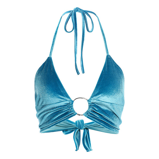 Women's Deep V-Neck Halter Wrap Bralette – Adjustable Tie Front Top | S–XL