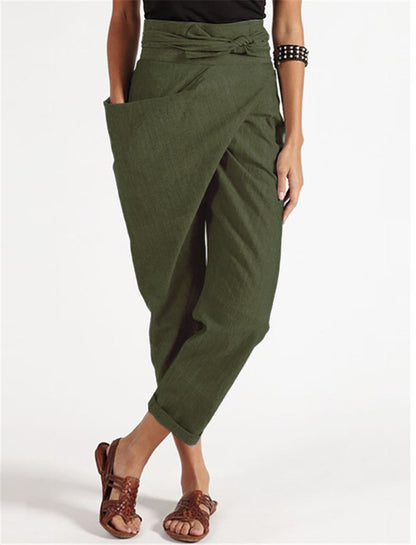 Women's Linen-Blend Cropped Trousers