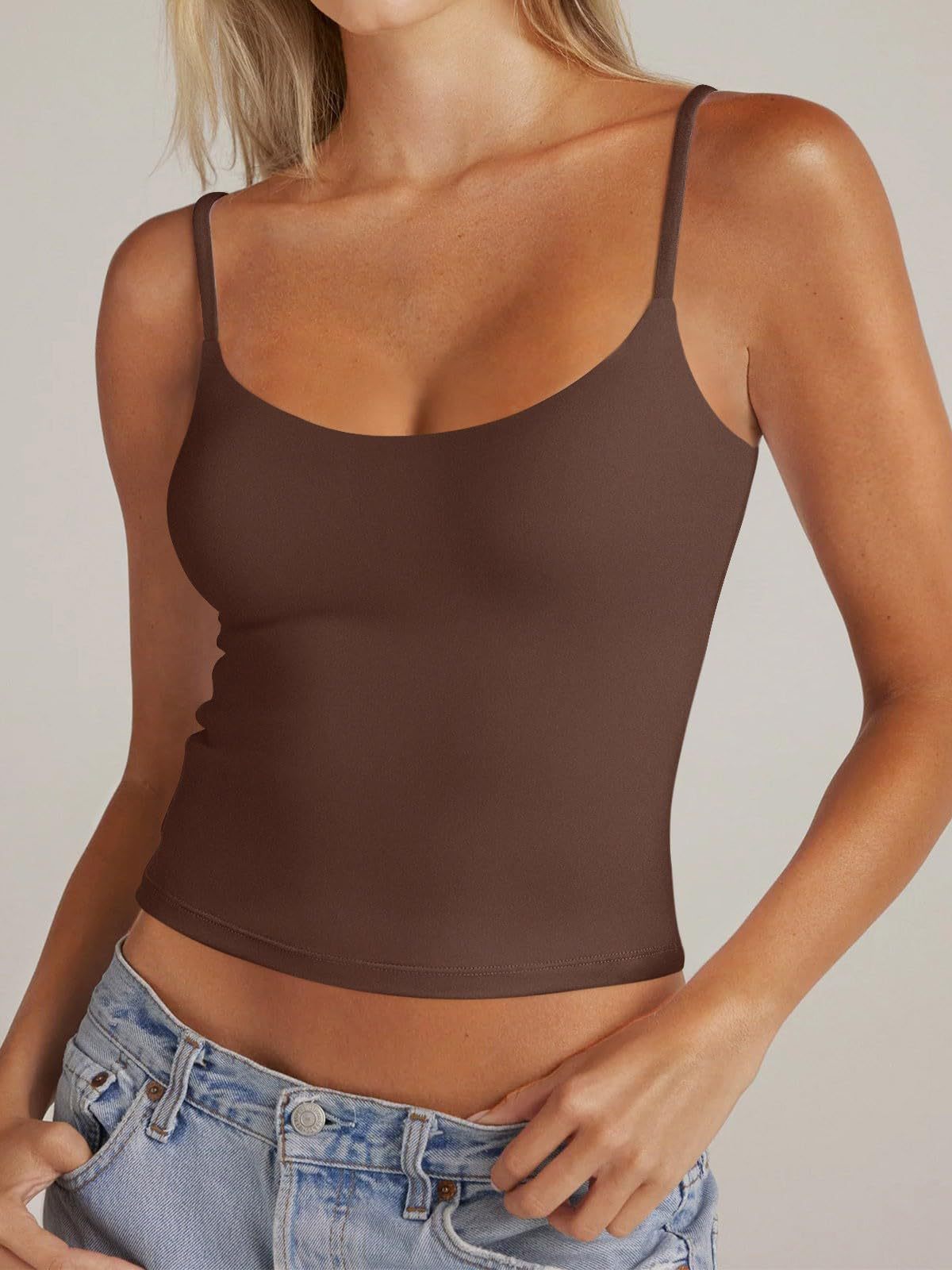 Women's Adjustable Camisole Sleeveless Top – Slim Fit Round Neck