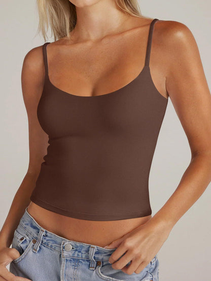 Women's Adjustable Camisole Sleeveless Top – Slim Fit Round Neck